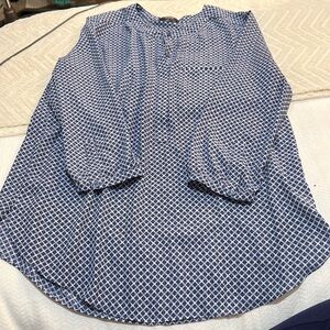 NYDJ Blue and White Blouse Size M